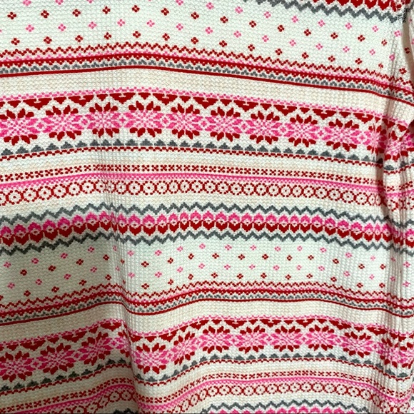Old Navy Pink Fair Isle Snowflake Thermal Shirt - Picture 4 of 6